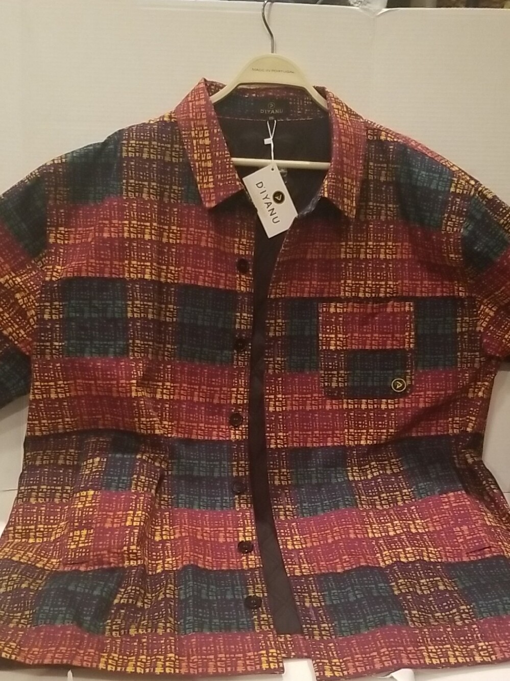 D'IYANU Plaid (Yellow/Green/Orange/Burgundy) Lined Shirt-Jacket XXL NWT